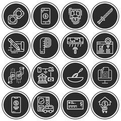 16 pack of pre  lineal web icons set