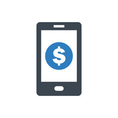 Mobile phone with dollar coin icon