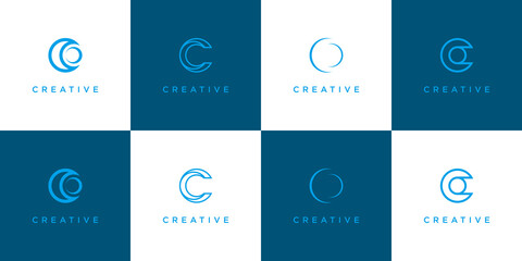 set creative of abstract icon logo template with letter c