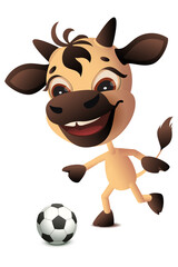 Cow bull symbol 2021 year plays soccer football