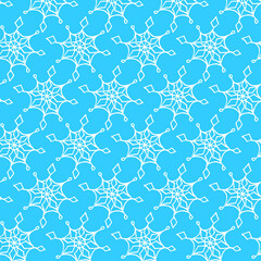 Winter seamless pattern from hand drawn snowflakes, Snowfall in doodle style. Christmas, new year background, texture, ornament