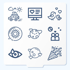 Simple set of 9 icons related to seeing