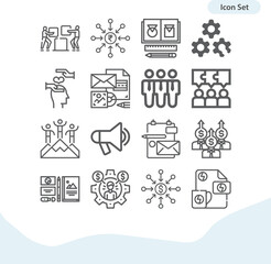 Simple set of spin off related lineal icons.