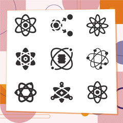 Simple set of 9 icons related to free radical