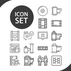 Simple set of photographic film related lineal icons.