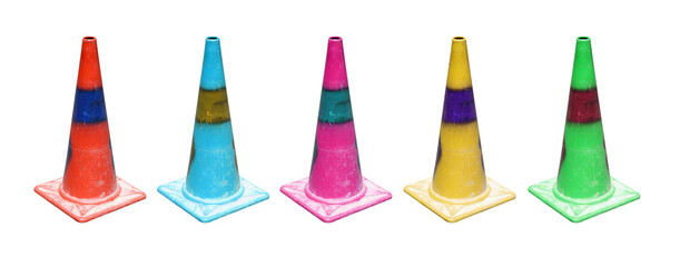 old traffic cone on white background