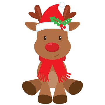 Funny Christmas reindeer vector cartoon illustration