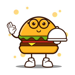 cute burger cartoon mascot character