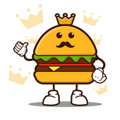 cute burger cartoon mascot character