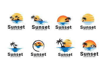 Sunset logo icon vector template.