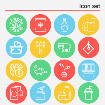 16 pack of ice  lineal web icons set