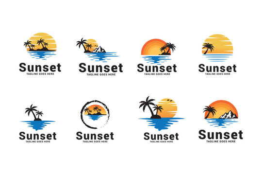 Sunset logo icon vector template.