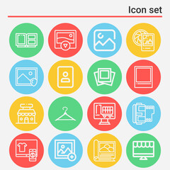 16 pack of booth  lineal web icons set