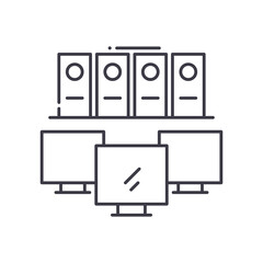 Network storage icon, linear isolated illustration, thin line vector, web design sign, outline concept symbol with editable stroke on white background.