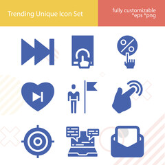 Simple set of header related filled icons.