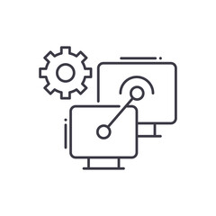 Fototapeta premium Network management icon, linear isolated illustration, thin line vector, web design sign, outline concept symbol with editable stroke on white background.