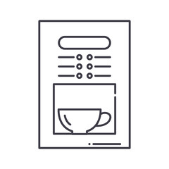 Office coffee machine icon, linear isolated illustration, thin line vector, web design sign, outline concept symbol with editable stroke on white background.