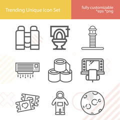 Simple set of seat related lineal icons.