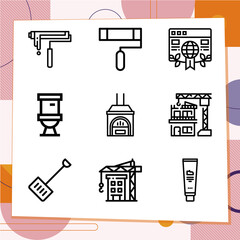 Simple set of 9 icons related to permit