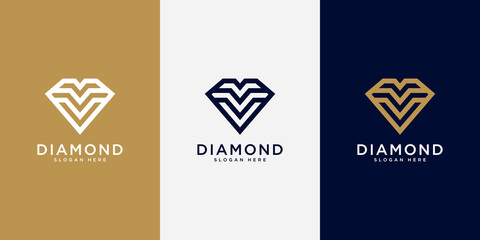 diamond logo vector designs mono line