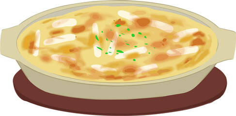 シンプルな手書きのグラタンのイラスト