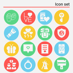16 pack of kiss  filled web icons set