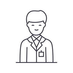 Obraz premium Office employee icon, linear isolated illustration, thin line vector, web design sign, outline concept symbol with editable stroke on white background.