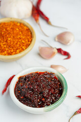 Chili Paste in small ceramic bowl