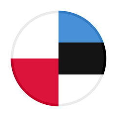 round icon with poland and estonia flags, isolated on white background