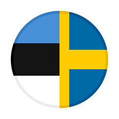 Fototapeta premium round icon with estonia and sweden flags, isolated on white background 