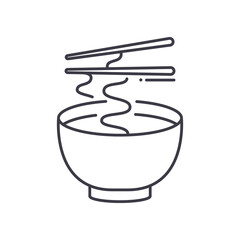 Noodle icon, linear isolated illustration, thin line vector, web design sign, outline concept symbol with editable stroke on white background.