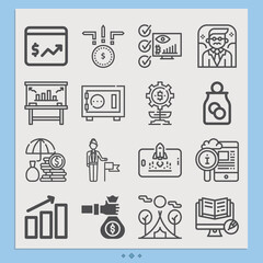 Simple set of ventures related lineal icons.