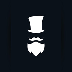 mafia logo design with beard and hat logo icon design with simple flat syle