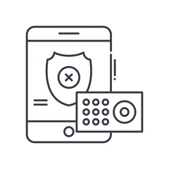Office security system icon, linear isolated illustration, thin line vector, web design sign, outline concept symbol with editable stroke on white background.