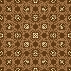 Simple flower patterns design on Indonesian batik with good brown color concept.