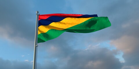 3d rendering of the national flag of the Mauritius