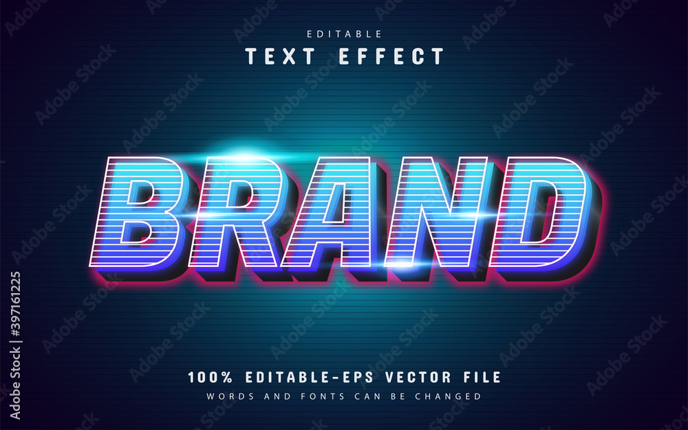 Poster 3d brand text effect with line pattern