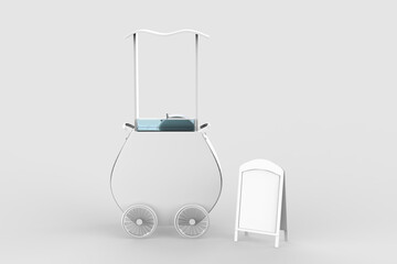 Obraz premium food Trolley Cart on a white background. 3d Rendering