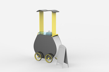 food Trolley Cart on a white background. 3d Rendering
