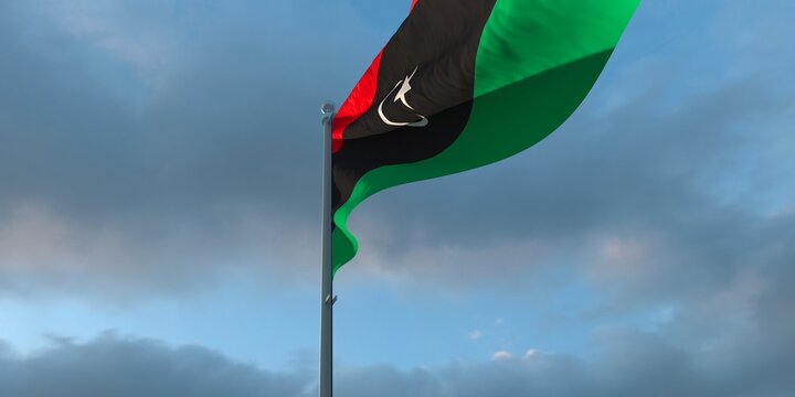 3d rendering of the national flag of the Libya