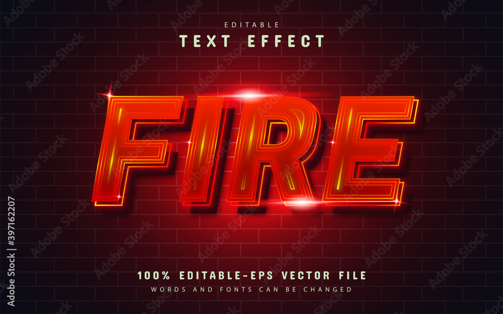 Poster fire text effect with red gradient