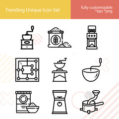 Simple set of milling related lineal icons.