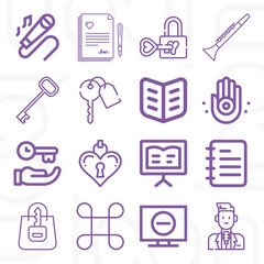 16 pack of signature  lineal web icons set