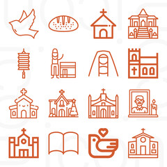 16 pack of holy  lineal web icons set