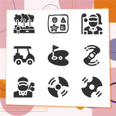 Simple set of 9 icons related to miniature