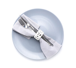 Simple table setting on white background