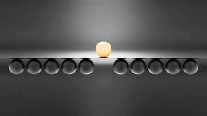 One out from the crowd, social and business concepts. Original 3d rendering