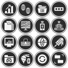16 pack of visual  filled web icons set