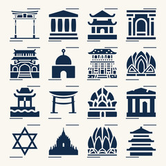 Fototapeta na wymiar Simple set of synagogue related filled icons.