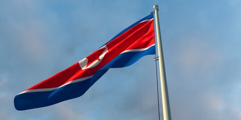 3d rendering of the national flag of the North Korea
